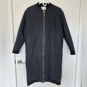 Oak+fort long bomber cotton jacket, navy color, size Small